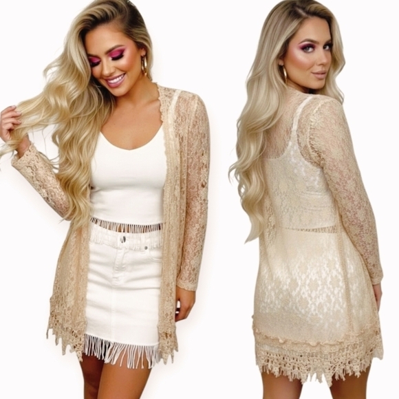 Elena Collection Sweaters - Fairy Rose Lace Cardigan Vintage Flowers Whimsy Flowy Coachella Festival Small
